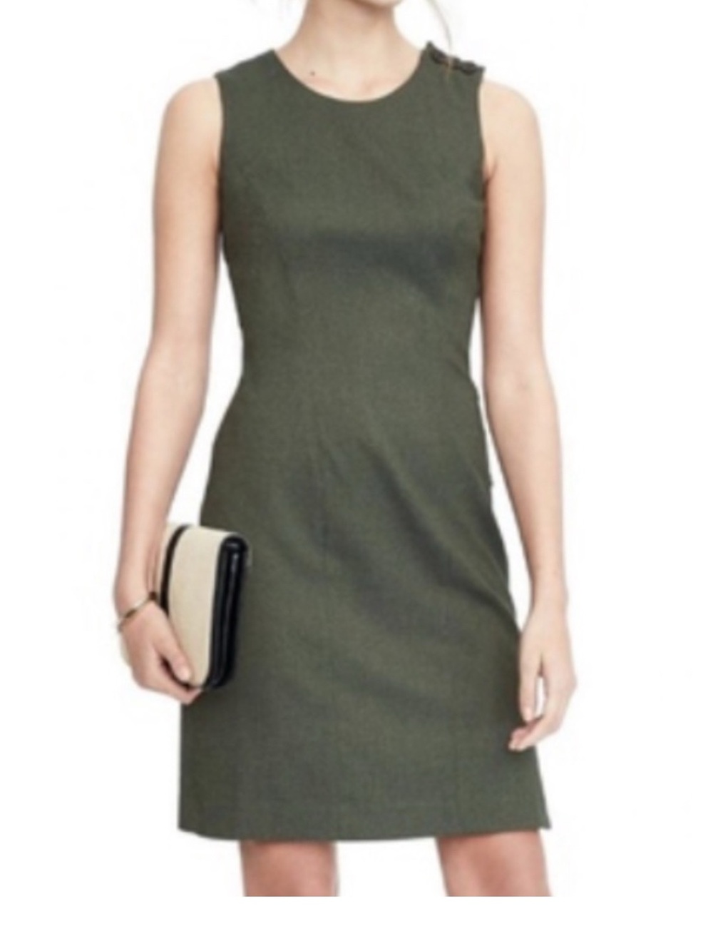 Banana Republic Olive Green Sleeveless Mini Sheath Dress
